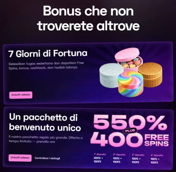Tabella bonus benvenuto con icone regalo e stelle